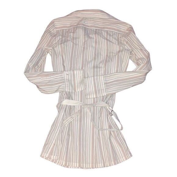 Vtg Y2K Kenneth Cole Sz 2 Multicolor Striped Belted Long Length Tunic Dress Top - Picture 3 of 5